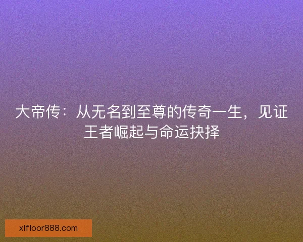 大帝传:从无名到至尊的传奇一生,见证王者崛起与命运抉择 大帝传:从无名到至尊的传奇一生,见证王者崛起与命运抉择